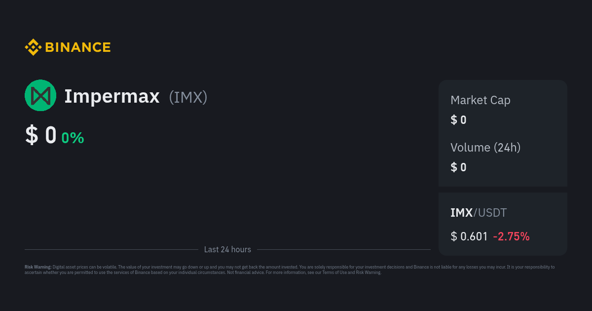 Impermax Price IMX Price Index Live Chart And USD Converter Binance
