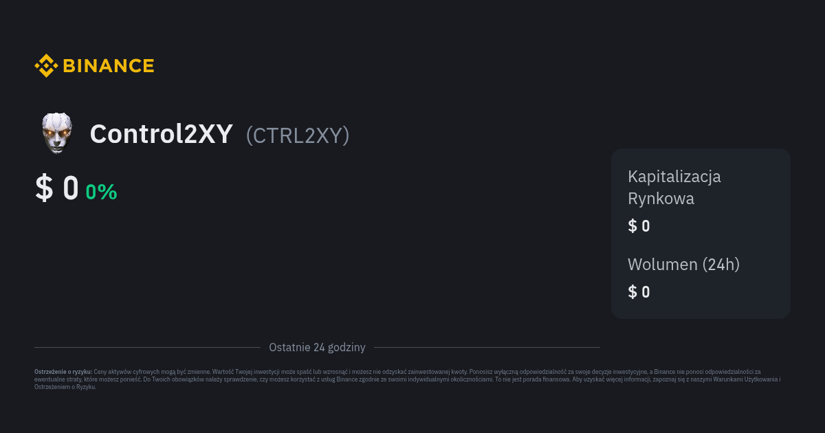 Kurs Control2XY Cena CTRL2XY Wykres na Żywo i PLN Konwerter Binance