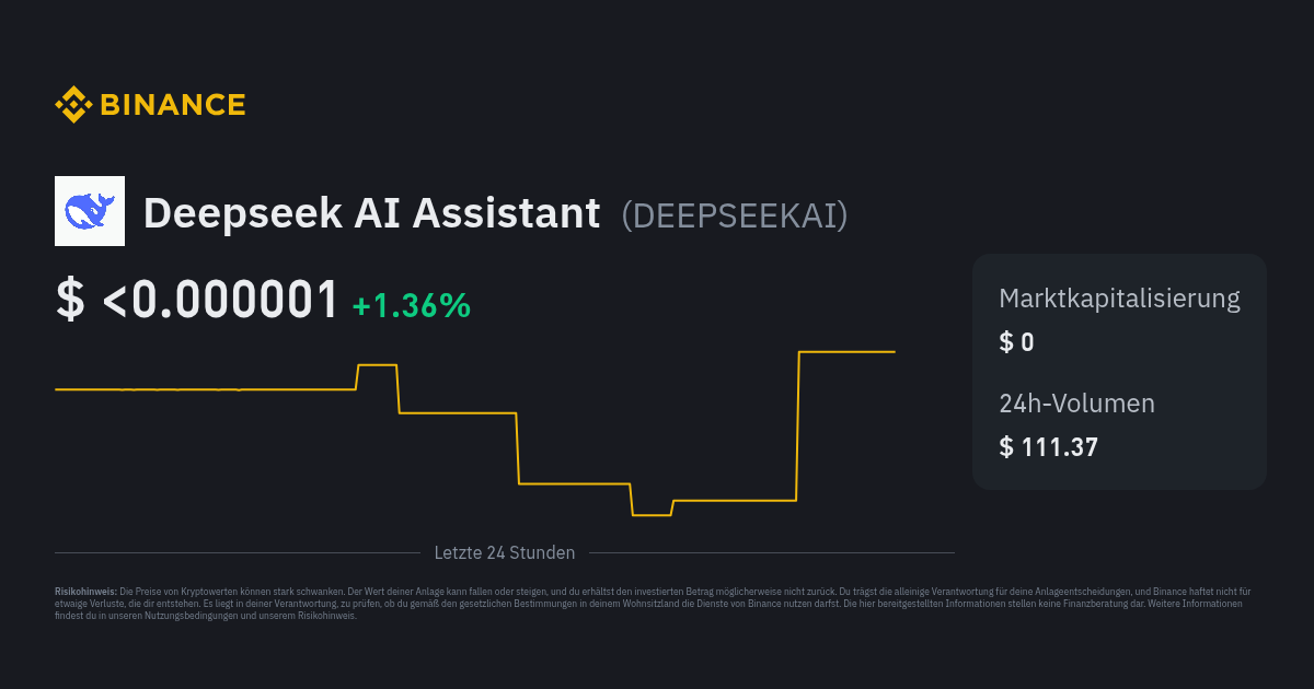 Deepseek AI Assistant-Kurs - DEEPSEEKAI-USD-Umtausch, Chart ...