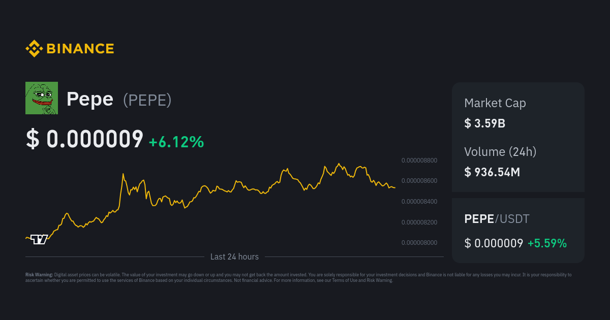 Pepe Price Pepe Price Index Live Chart And Usd Converter Binance 3727