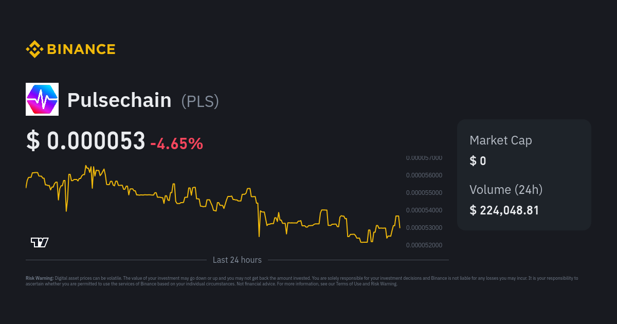 Pulsechain Price | PLS Price Index, Live Chart And USD Converter - Binance