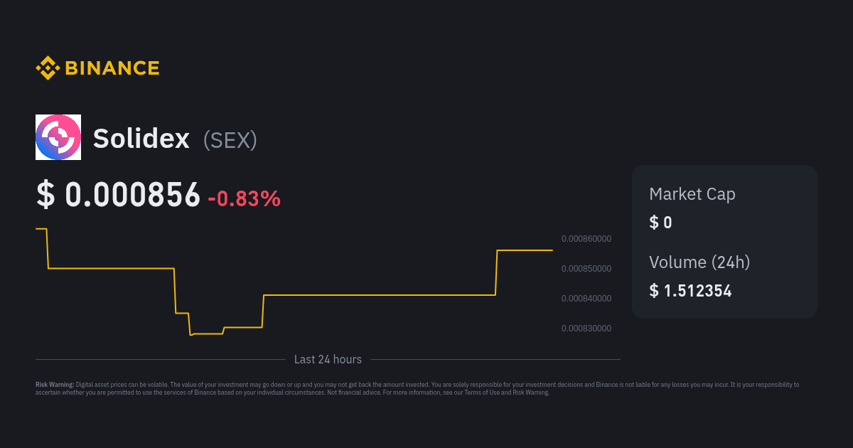 Solidex Price Sex Price Index Live Chart And Usd Converter Binance