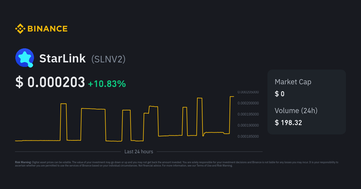 StarLink Price SLNV2 Price Index, Live Chart and AUD Converter Binance