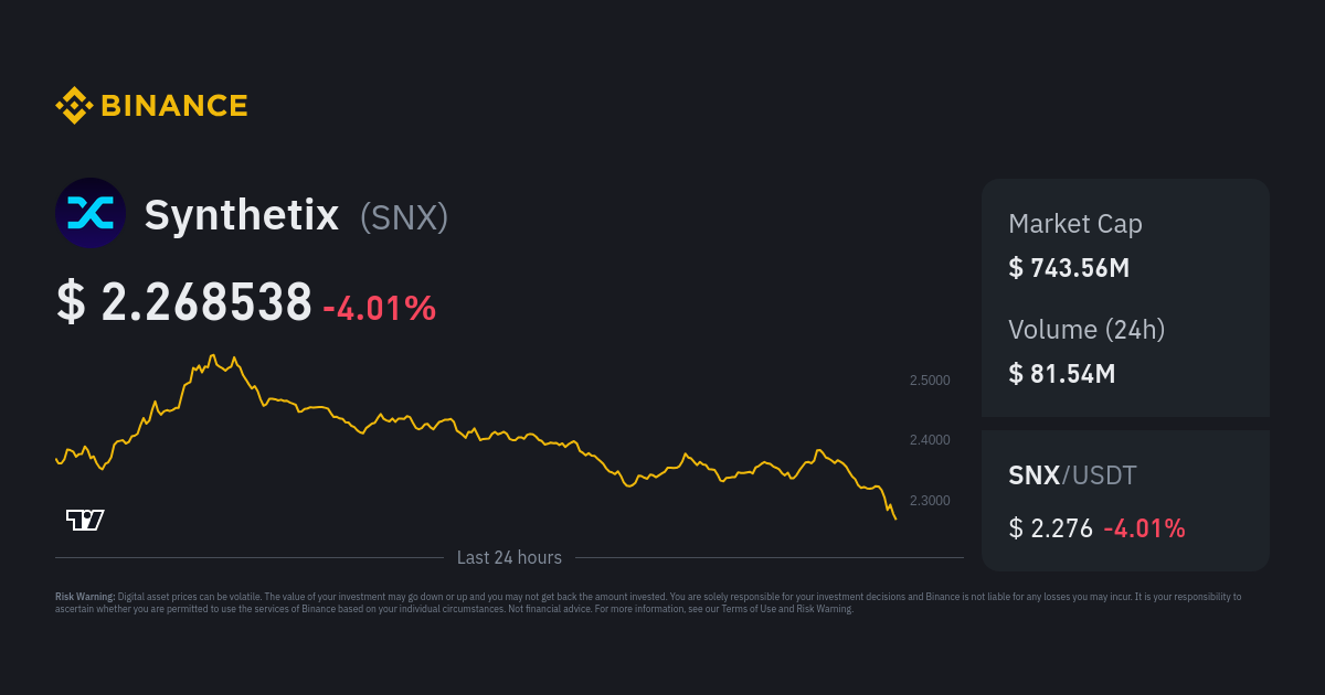 Synthetix Price | SNX Price Index, Live Chart And USD Converter - Binance