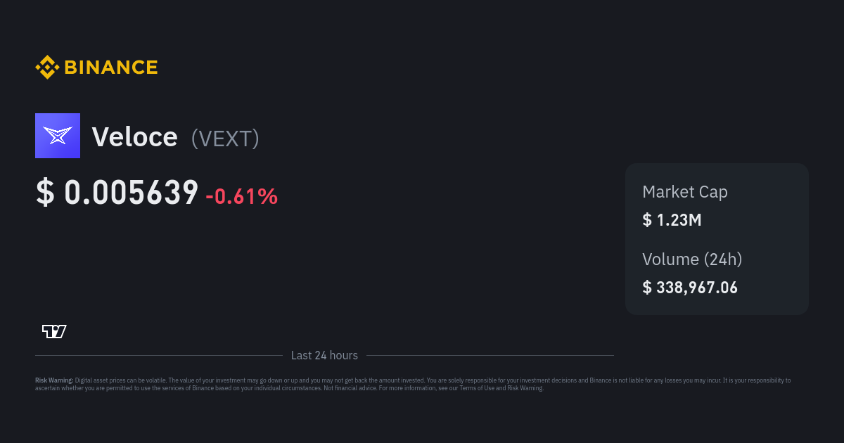 Veloce Price Vext Price Index Live Chart And Gbp Converter Binance