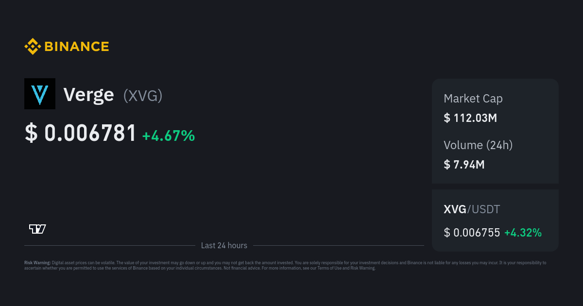 Verge Price Xvg Price Index Live Chart And Gbp Converter Binance