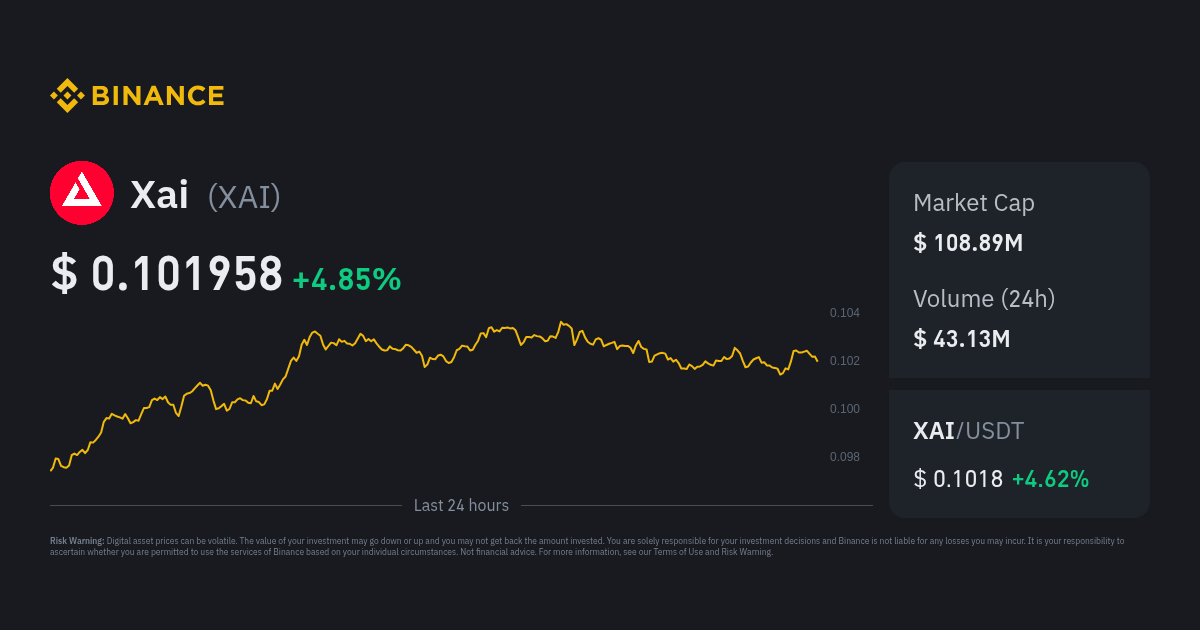 Xai Price XAI Price Index, Live Chart and GBP Converter Binance