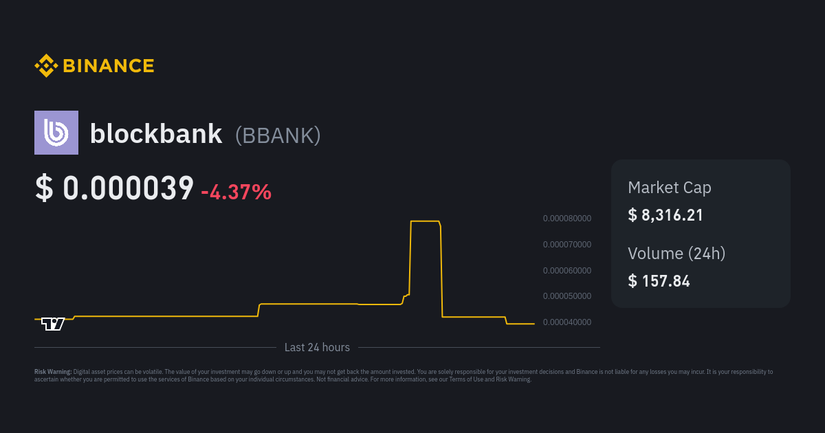 blockbank Price BBANK Price Index Live Chart and USD Converter