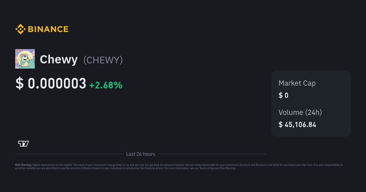 Chewy Price CHEWY Price Index, Live Chart and USD Converter Binance