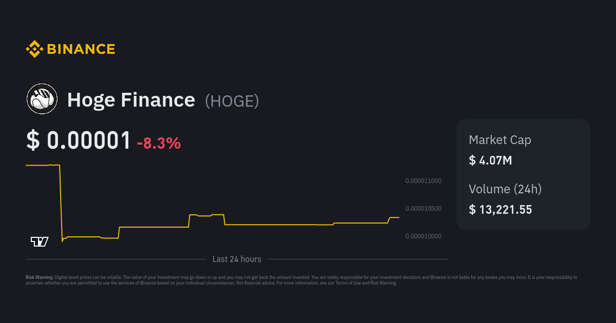 Hoge Finance Price HOGE Price Index Live Chart and USD