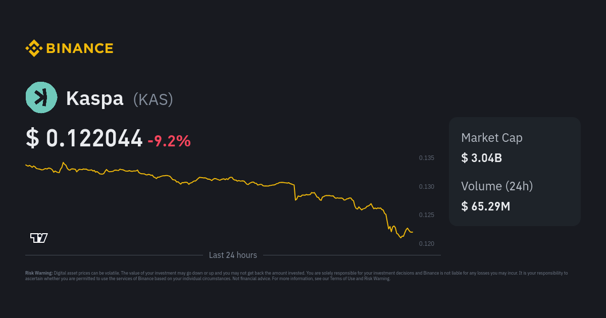 Kaspa Price KAS Price Index Live Chart and USD Converter Binance