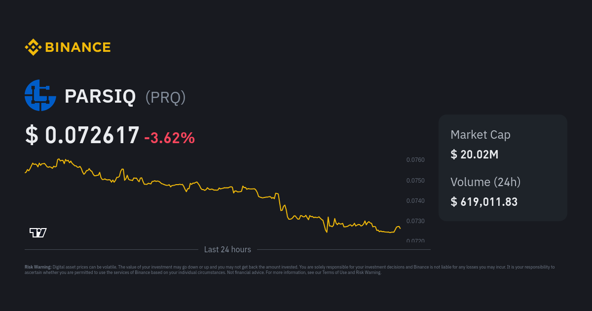 PARSIQ Price PRQ Price Index Live Chart and USD Converter Binance