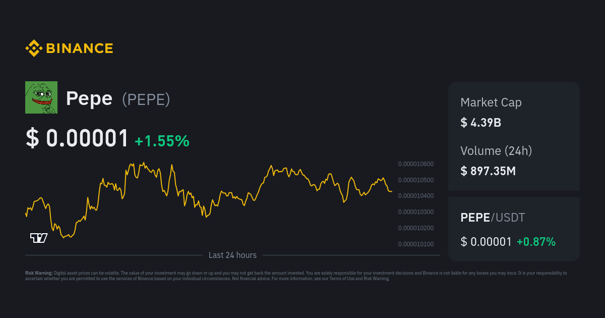 Pepe Price PEPE Price Index Live Chart and USD Converter Binance