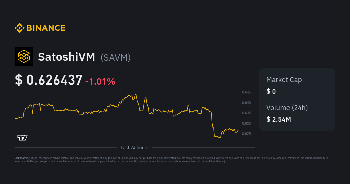 SatoshiVM Price SAVM Price Index Live Chart and USD Converter