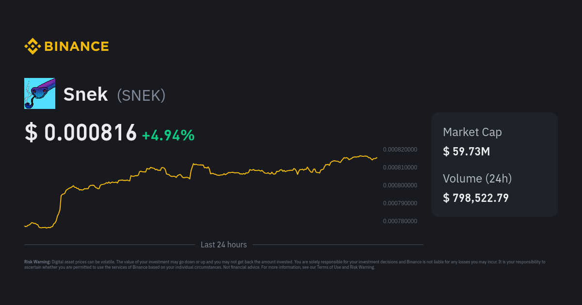Snek Price SNEK Price Index, Live Chart and USD Converter Binance