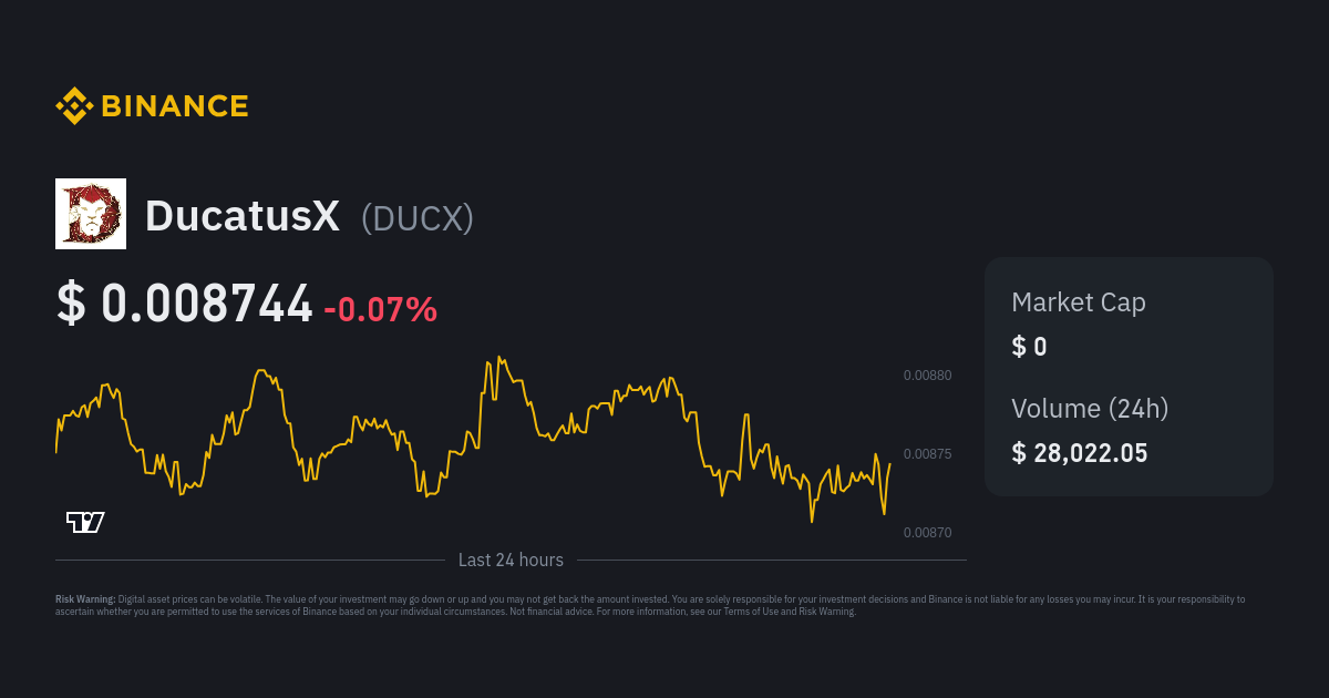 DucatusX Price | DUCX Price Index, Live Chart and USD Converter - Binance