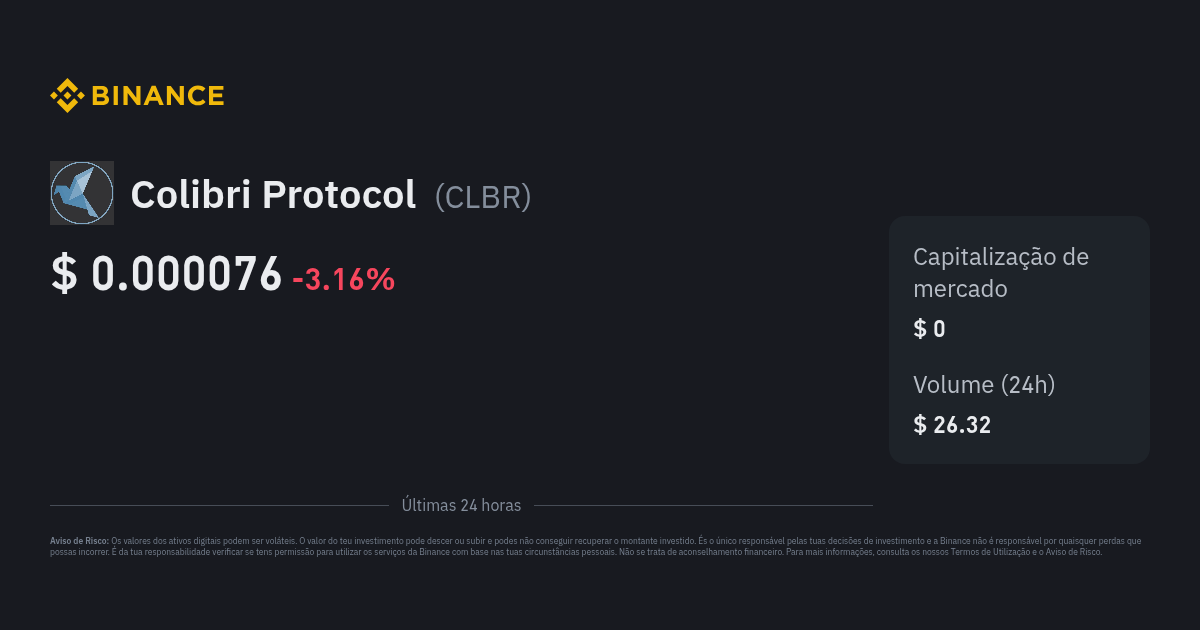 Preço de Colibri Protocol | Índice de Preço de CLBR, Gráfico em Tempo ...